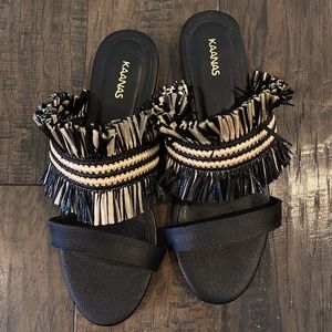 Black Fringe Sandals